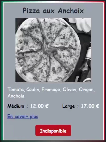 Pizza Indisponible